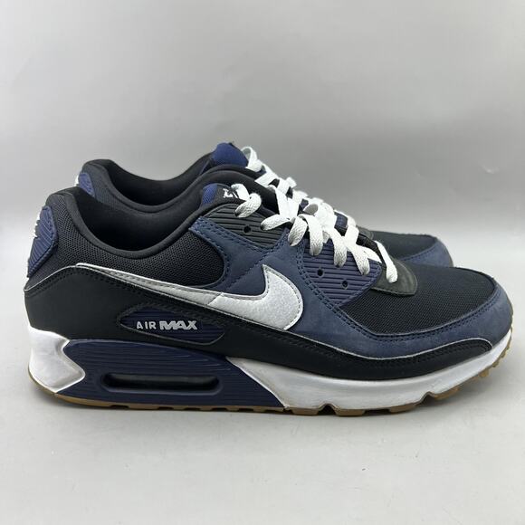 Nike Air Max 90 Running Shoes Men Size 11.5 Midnight Blue White Gum Sole Sneaker - Picture 1 of 8